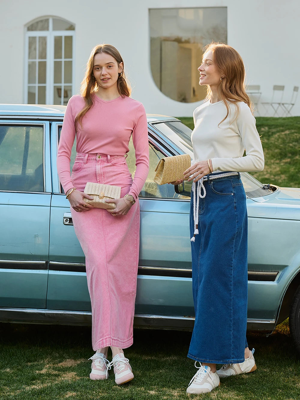 Women's Cotton Denim Midi Skirt | Spring 2026