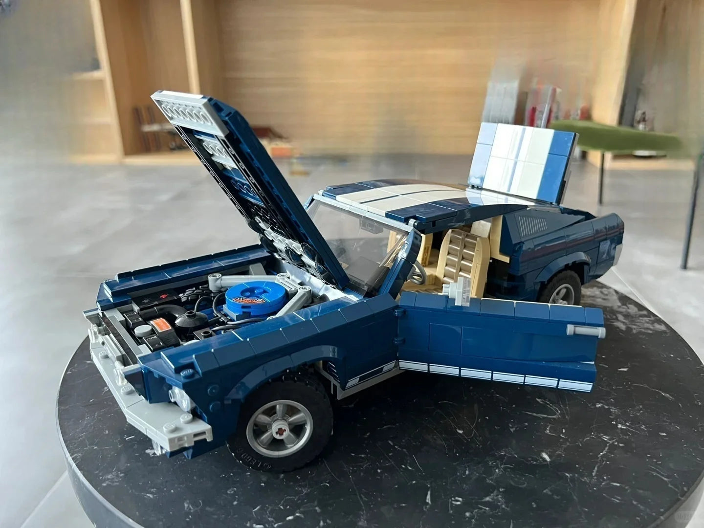 New MOC Blue and White Sports Car Building Model, Home Decor Display Ornament, Holiday & Birthday Gift
