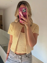 Sequin Knitted Jacket & Camisole Set - Summer Office Wear