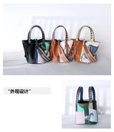 Purses and Handbags Bags for Women Painting Vegetable Basket Handbag Adjustable Shoulder Strap Genuine Leather Bucket Bag