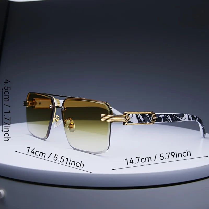 Rimless Rectangle Sunglasses – UV400 Unisex Shades