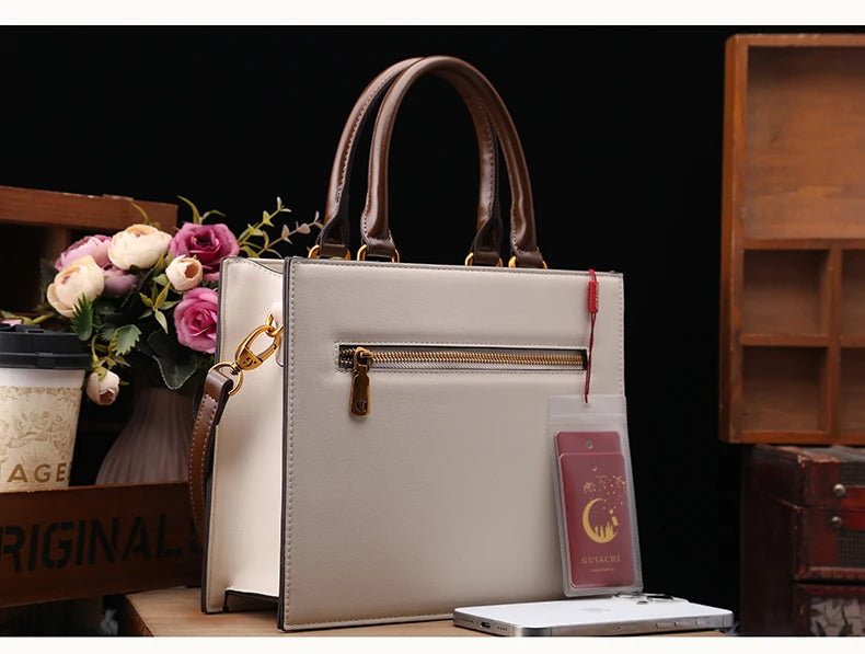 Vintage Luxury Leather Tote – Designer Cat Embroidery Shoulder Bag