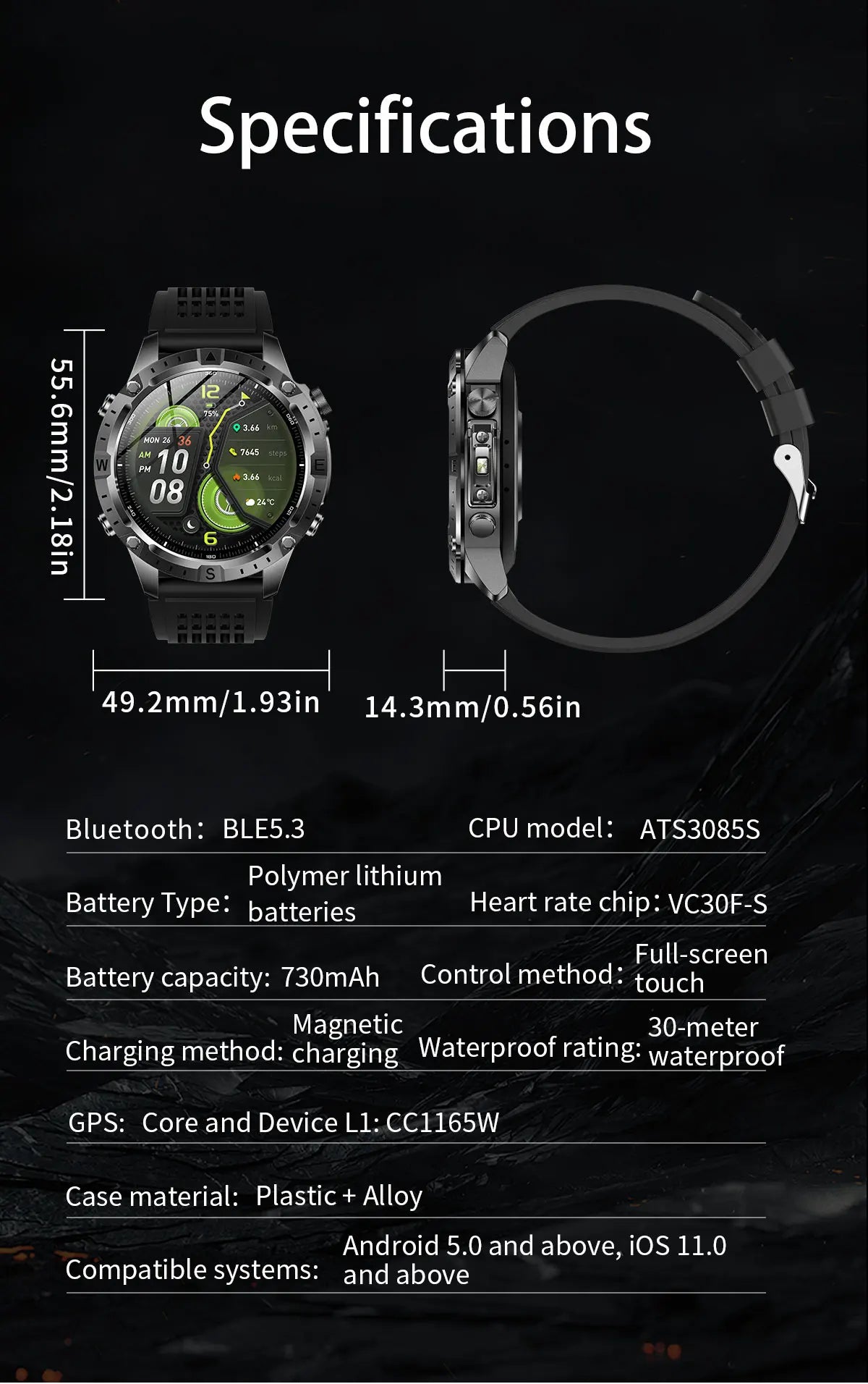 GUHUAVMI TANK Y102 – Military GPS Smart Watch for Men