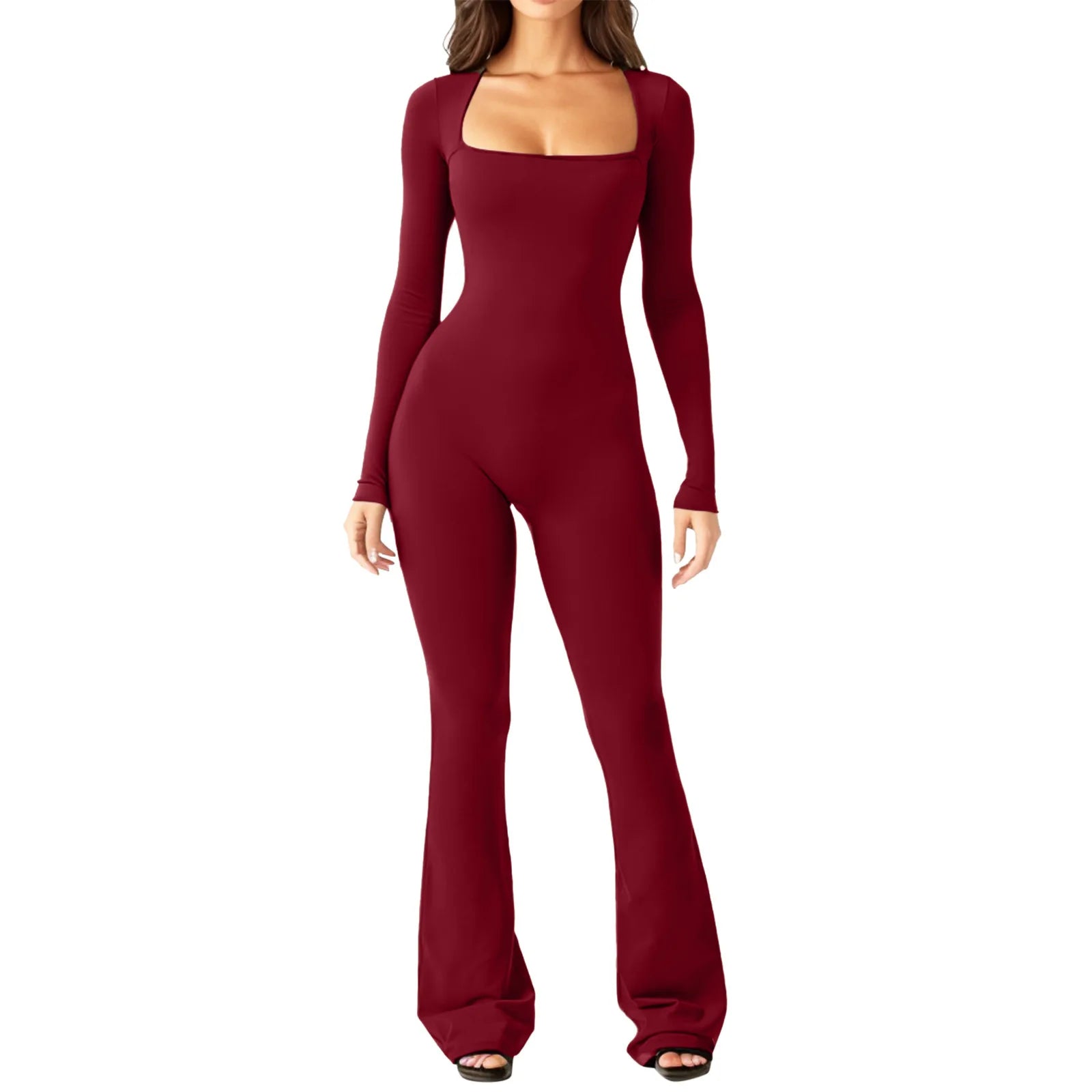 Wide-Leg Yoga Bodysuit | One-Piece Long Sleeve Gym Jumpsuit (S-2XL)