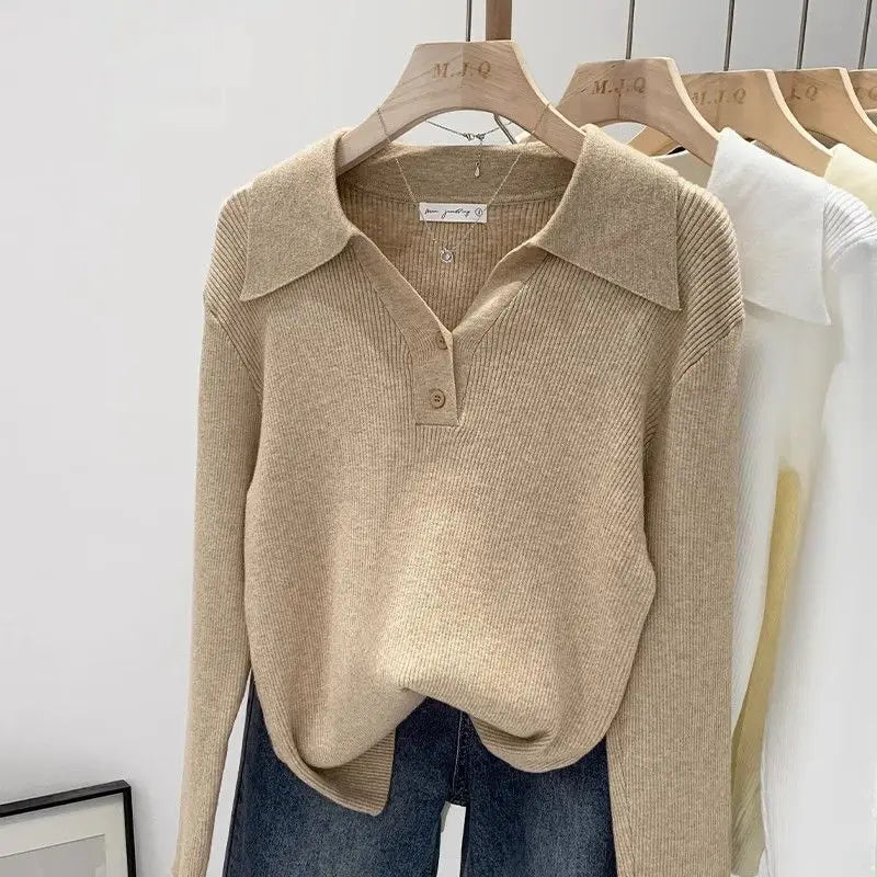 Women's Polo Collar Knit Sweater