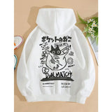 Cat Print Fleece Hoodie – Relaxed Unisex Fit