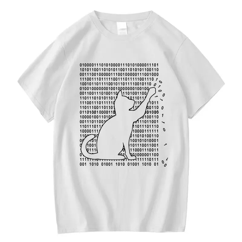 Men's Funny Cat Print 100% Cotton Summer T-Shirt