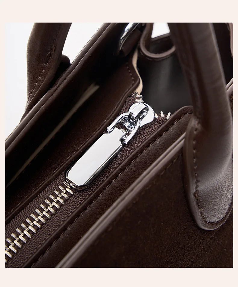 2026 Fall Winter Suede Leather Spacious Crossbody Tote Bag Simple Commuting Handheld Single Shoulder Bag Premium Women's Handbag