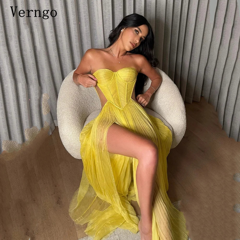 Verngo Chiffon Off-Shoulder Evening Gown | A-Line Formal Dress