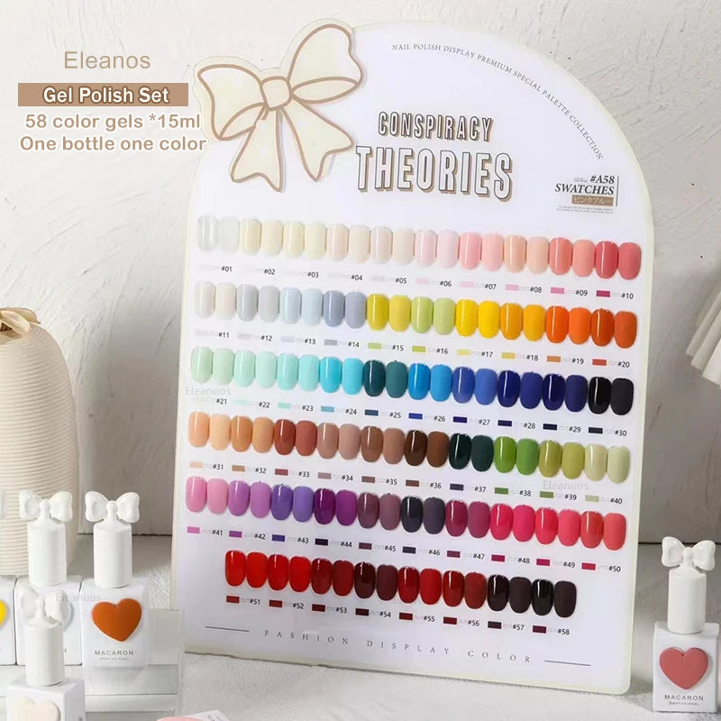 Eleanos 58-Color Gel Polish Set – TPO-Free, 15ml