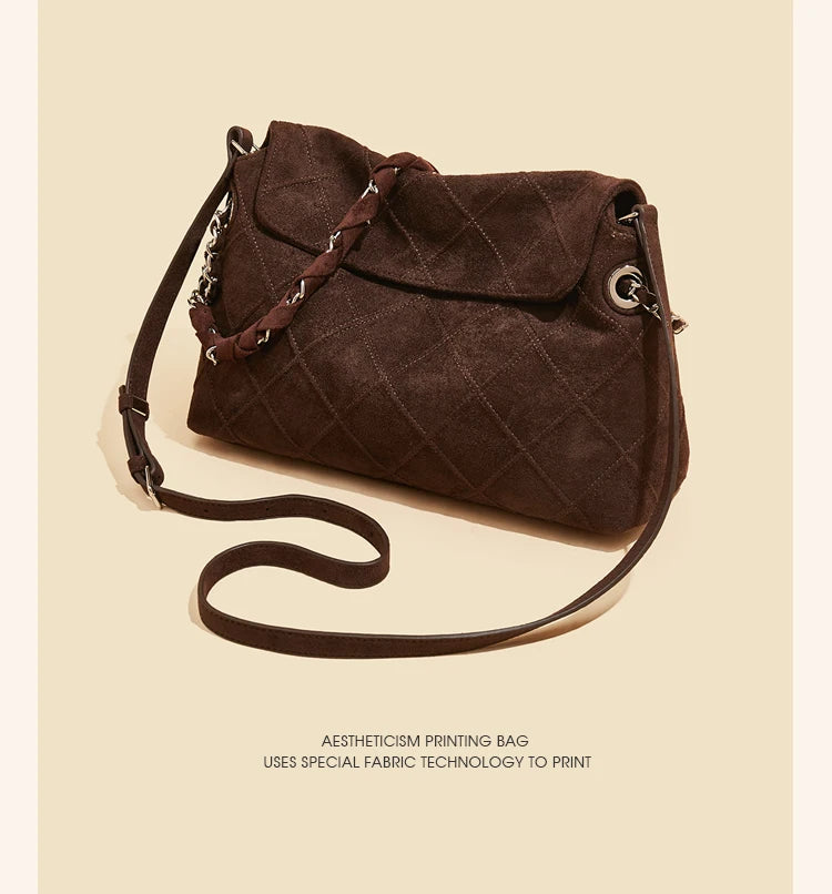 LAORENTOU Fabric Women's Strap Shoulder Bag Advanced Retro Underarm Large Capacity Fashion Quilted Handbag for Women Cossbody