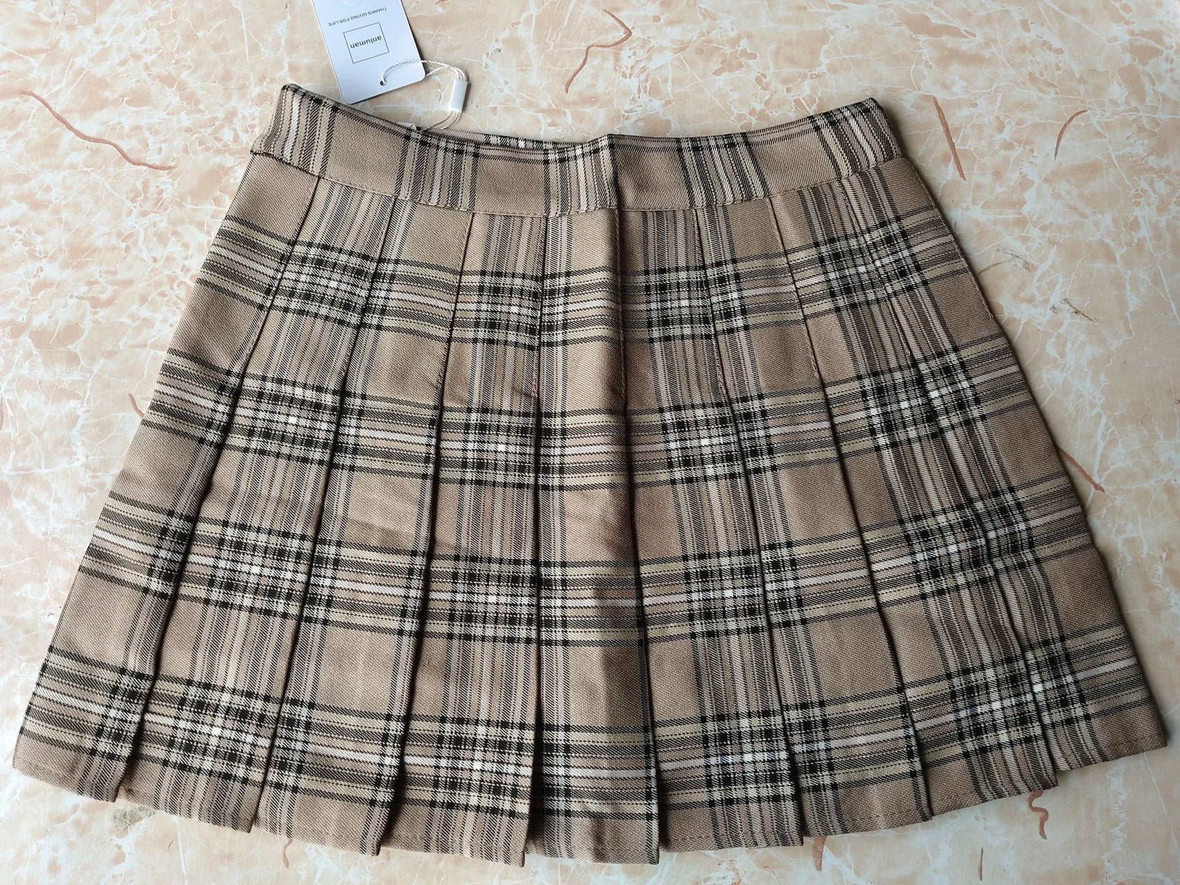 Plaid A-Line Mini Skirt – High Waist, Pocketed