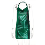 Elegant Sequin Halter Mini Dress