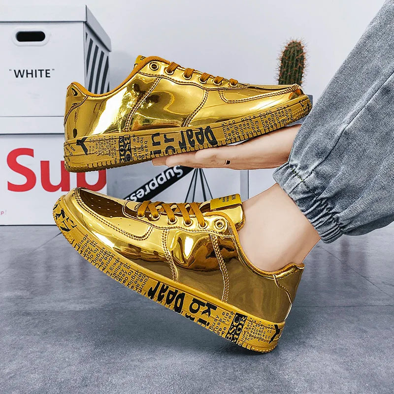 Men's Glitter Lace-Up Streetwear Sneakers