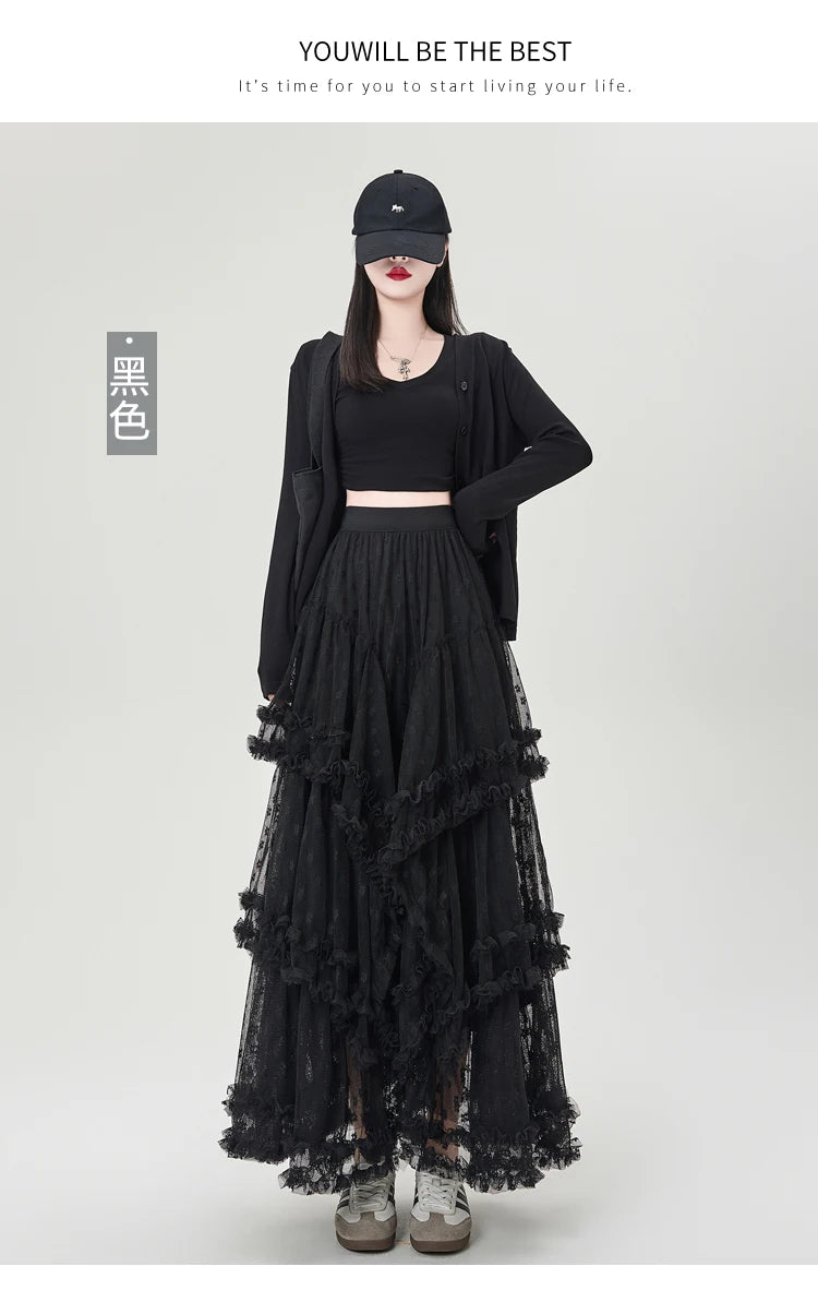 Gothic Lace Trumpet Skirt – Fairycore & Punk Streetwear