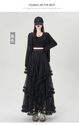 Gothic Lace Trumpet Skirt – Fairycore & Punk Streetwear