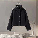 Stand Collar Woolen Short Coat
