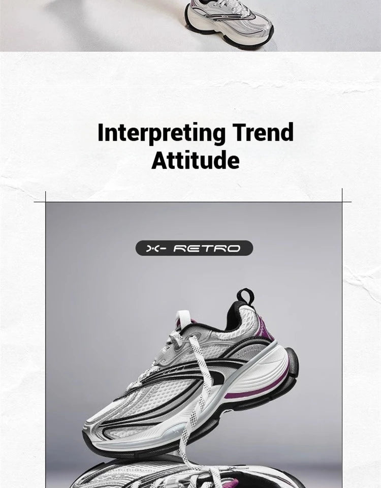 Xtep Basque 2 Casual Shoes for Men Height-increasing Mesh Cushioning Retro Millennium Daddy Female Shoes 875219320012