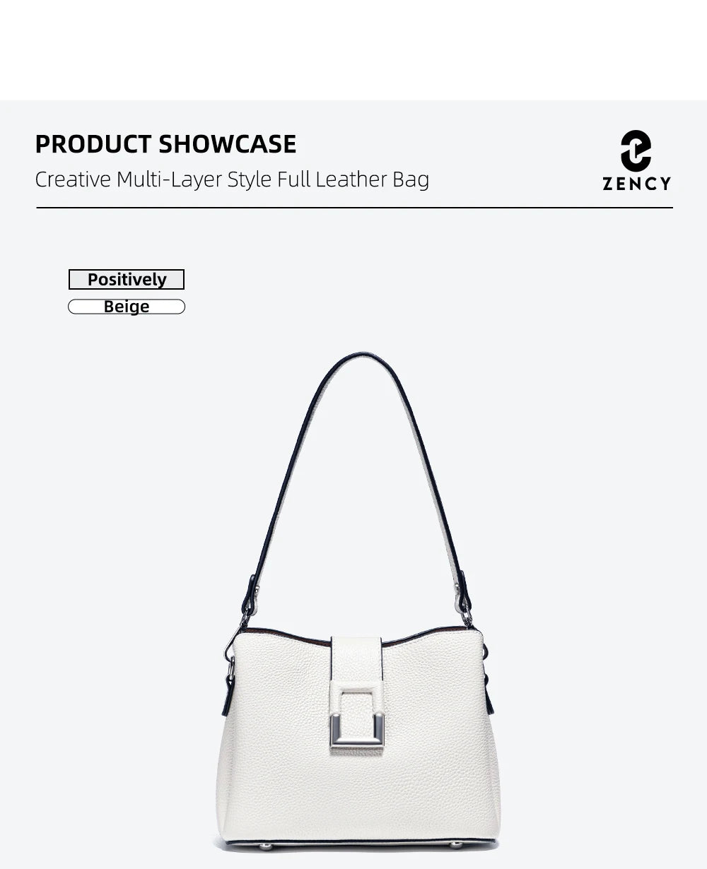 Zency Genuine Leather Bucket Shoulder Bag for Women