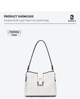 Zency Genuine Leather Bucket Shoulder Bag for Women