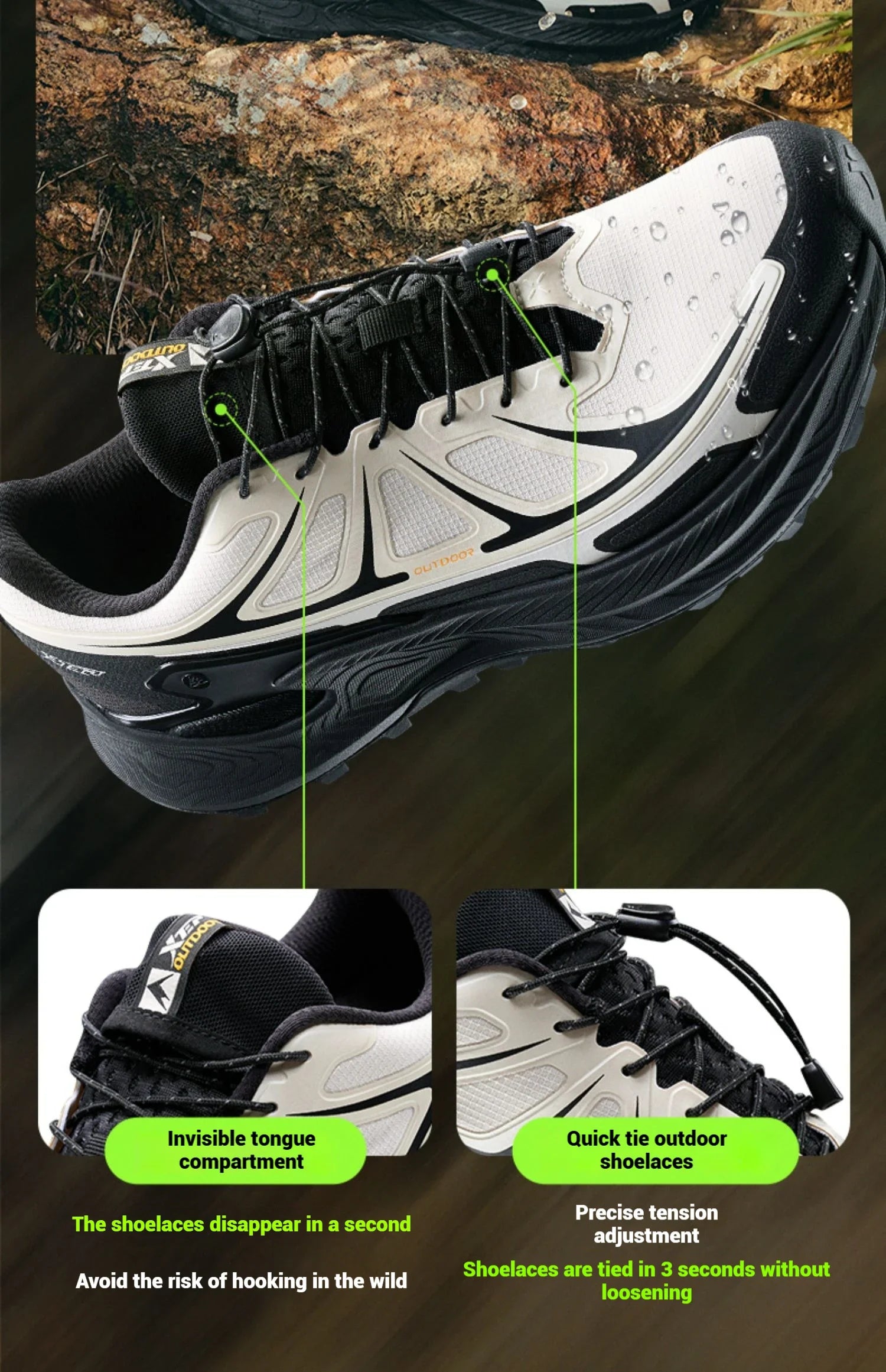 Xtep Men's Hiking Shoes 2025 Summer Anti-slip Wear-resistant Wrapping Shock-absorbing Lightweight Outdoor Sneakers 875319170005
