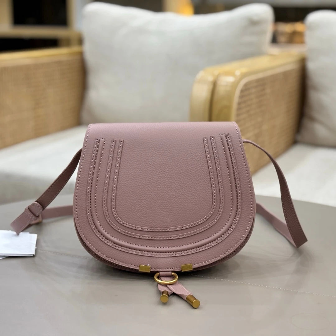 Classic Genuine Leather Saddle Crossbody Bag Vintage Fringe Shoulder Purse For Women Classic U-Shape Stitched Handbag