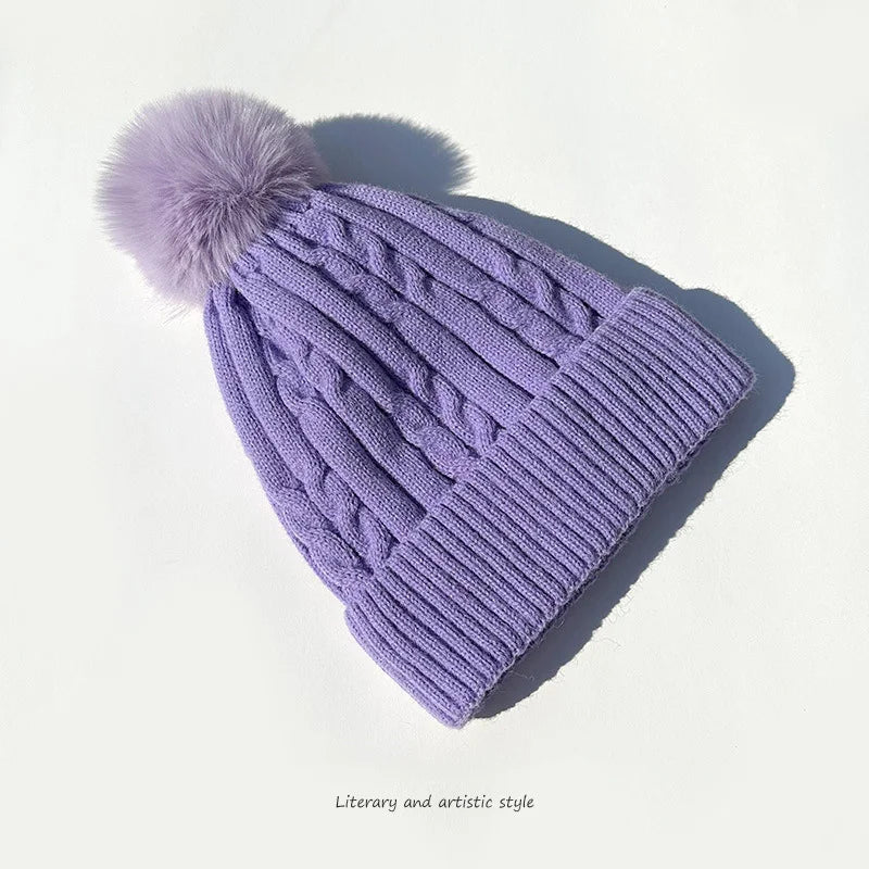 Women warm beanie hat men Plush and thickened cap winter ear protection high-end ski hat warm big head knit hat women's winter