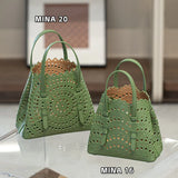 New Tote Bag French Cowhide Handmade Bag Niche Laser Engraved Hollow Leather Vegetable Basket Bag Casual Versatile Temperament