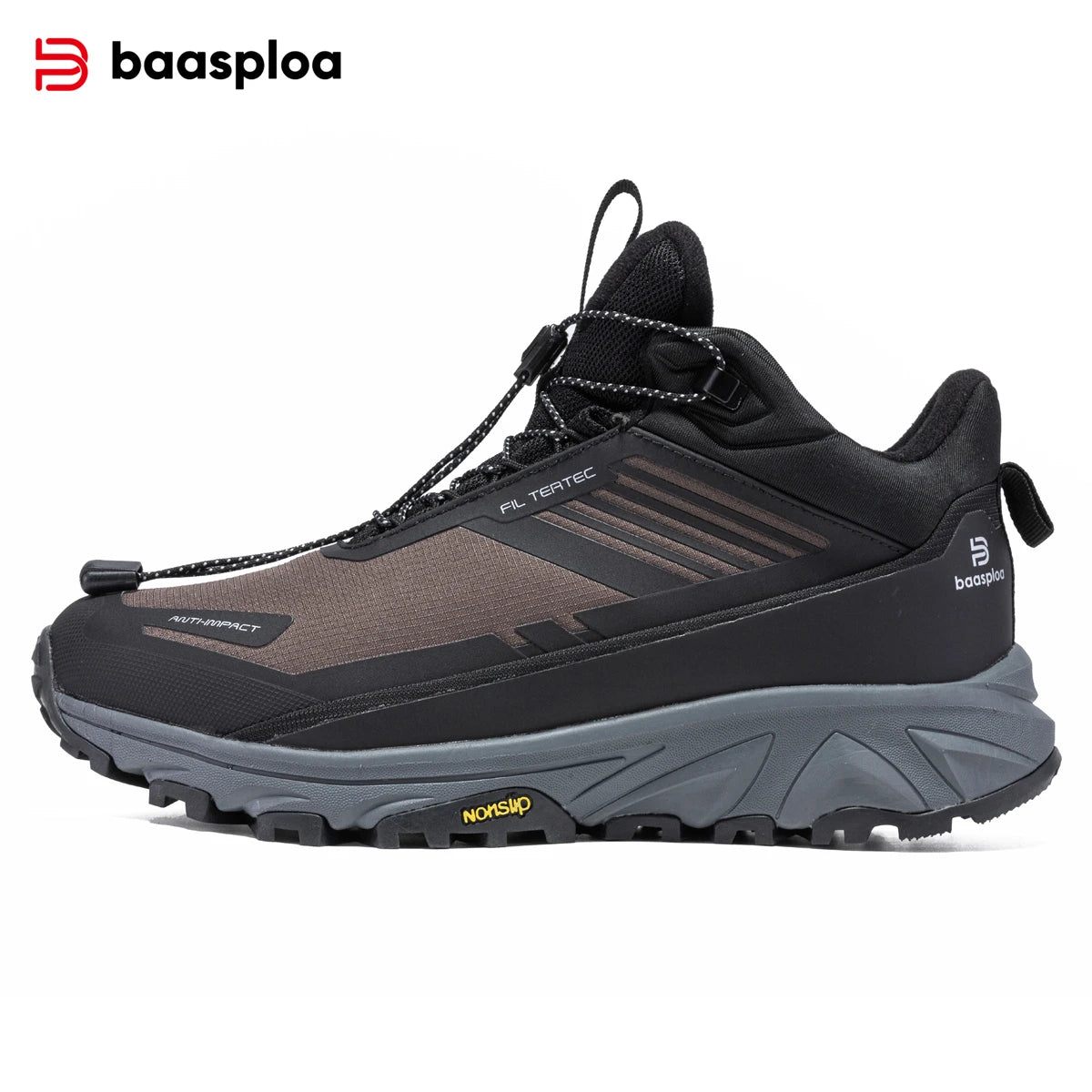 Baasploa Men Hiking Shoes Outdoor Waterproof Resistant Sneakers Male Winter Comfort Plush Warm Casual Walking Shoes Non-Slip