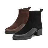AIYUQI 2026 New Women's Short Boots Genuine Leather Chunky Heel High Heel Boots Female Large Size Pointed Toe Women Ankle Boots