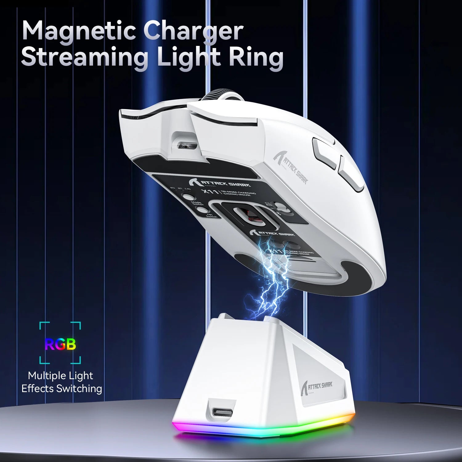 Attack Shark X11 Wireless Mouse,Tri-Mode Connection, PixArt PAW3311, Touch Magnetic Charging Base, Macro Gaming Mouse