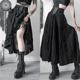 Gothic High-Waist A-Line Midi Skirt | Harajuku Grunge Y2K