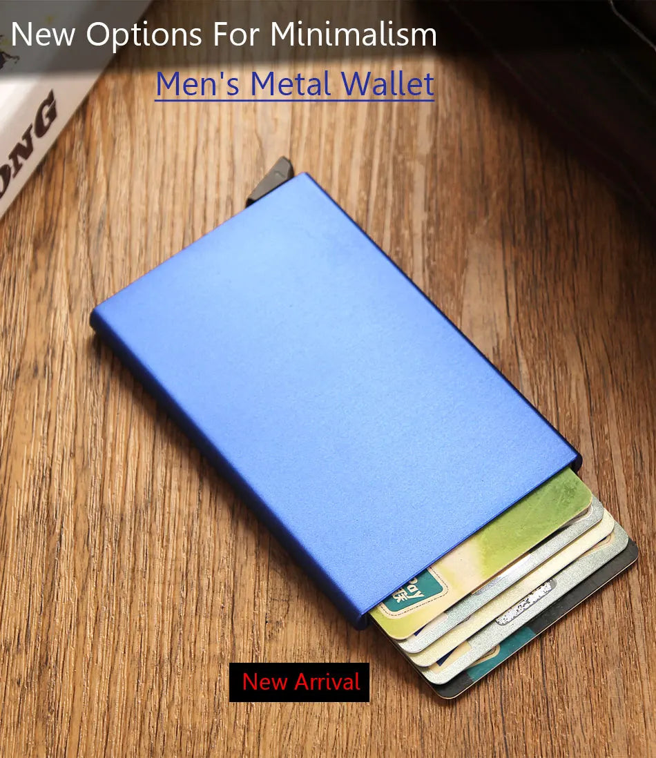 Rfid Smart Wallet Card Holder Metal Thin Slim Men Women Wallets Pop Up Minimalist Wallet Small Black Purse Vallet Walets for Men