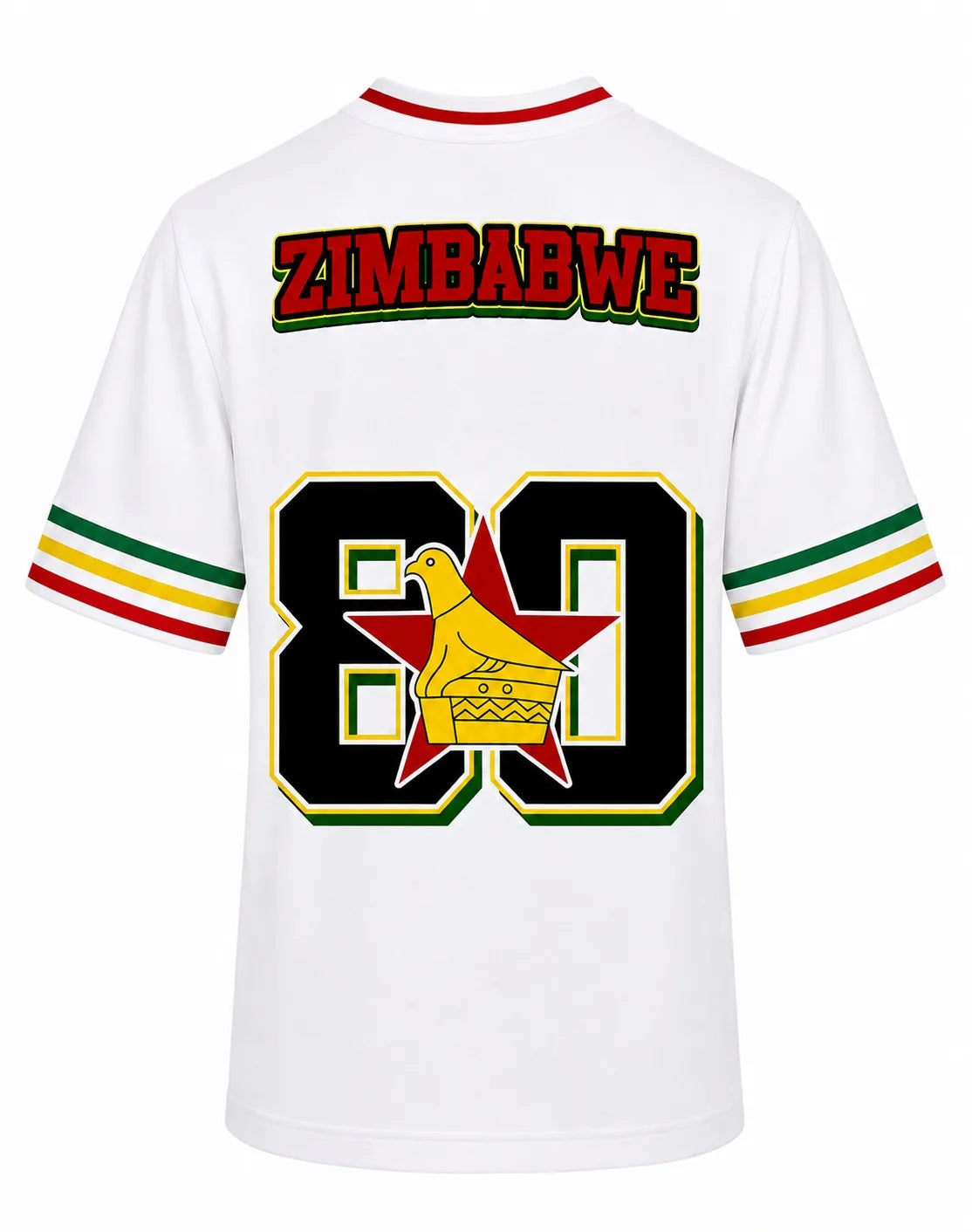 Men's Zimbabwe Flag Print V-Neck T-Shirt