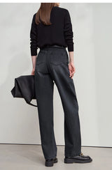 Amii casual Women's jeans 2025 Autumn new minimalist retro Women pants versatile loose cotton wide-leg trousers ladies 12553096
