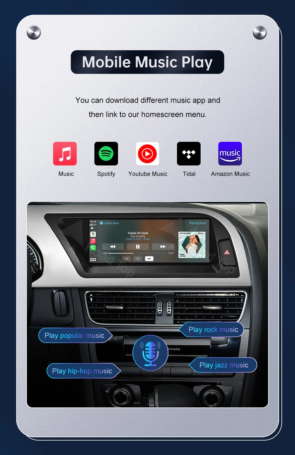 Road Top Touchscreen Display for Audi A5 S5 | CarPlay & Android Auto