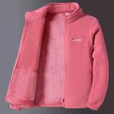 Women's Fleece Zip-Up Jacket with Embroidered Stand Collar