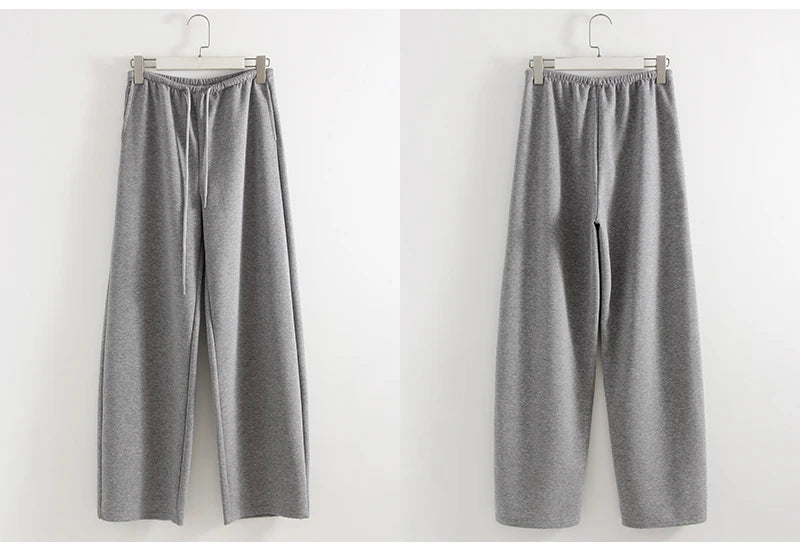 Autumn Burgundy Sweatpants Women Straight Leg Sport Pants Cotton Ladies Coffee Basic Joggers Wide Leg Women's Pants And Trousers