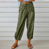 Women's High-Waist Cotton Linen Pants
