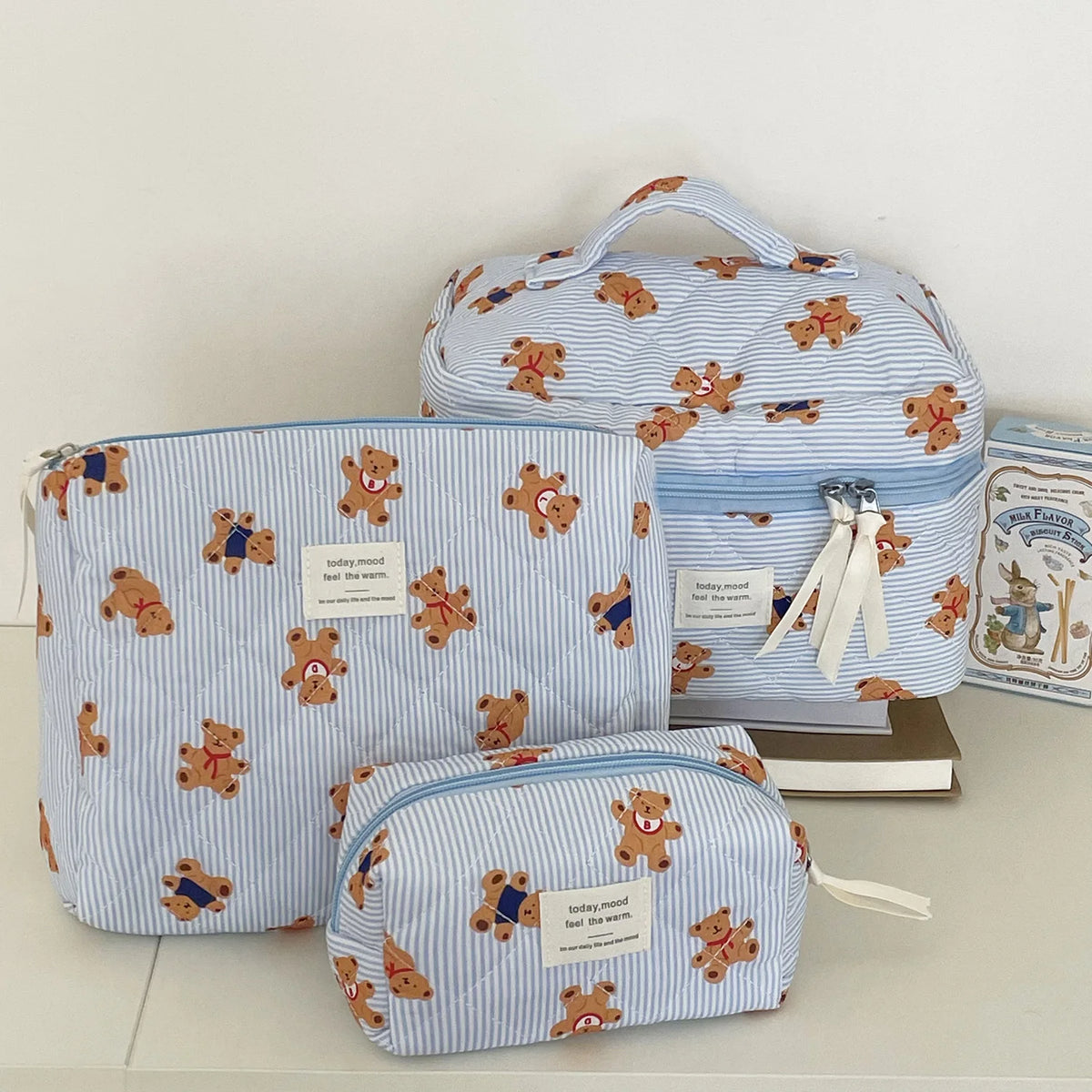 Quilted Bear Floral Cosmetic Bag for Women & Girls