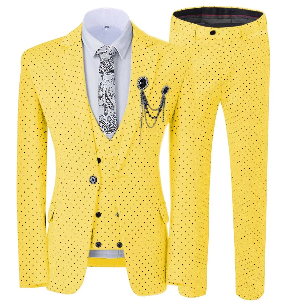Men’s Slim Fit 3-Piece Patterned Suit