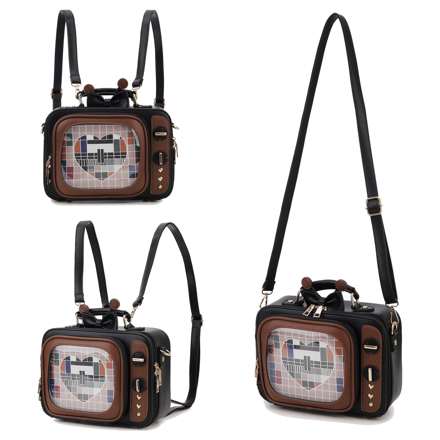 Novelty Tv Shape Ita Bag Retro Television Women Shoulder Bag Design Ita Backpack with Inserts Girls Crossbody Bag