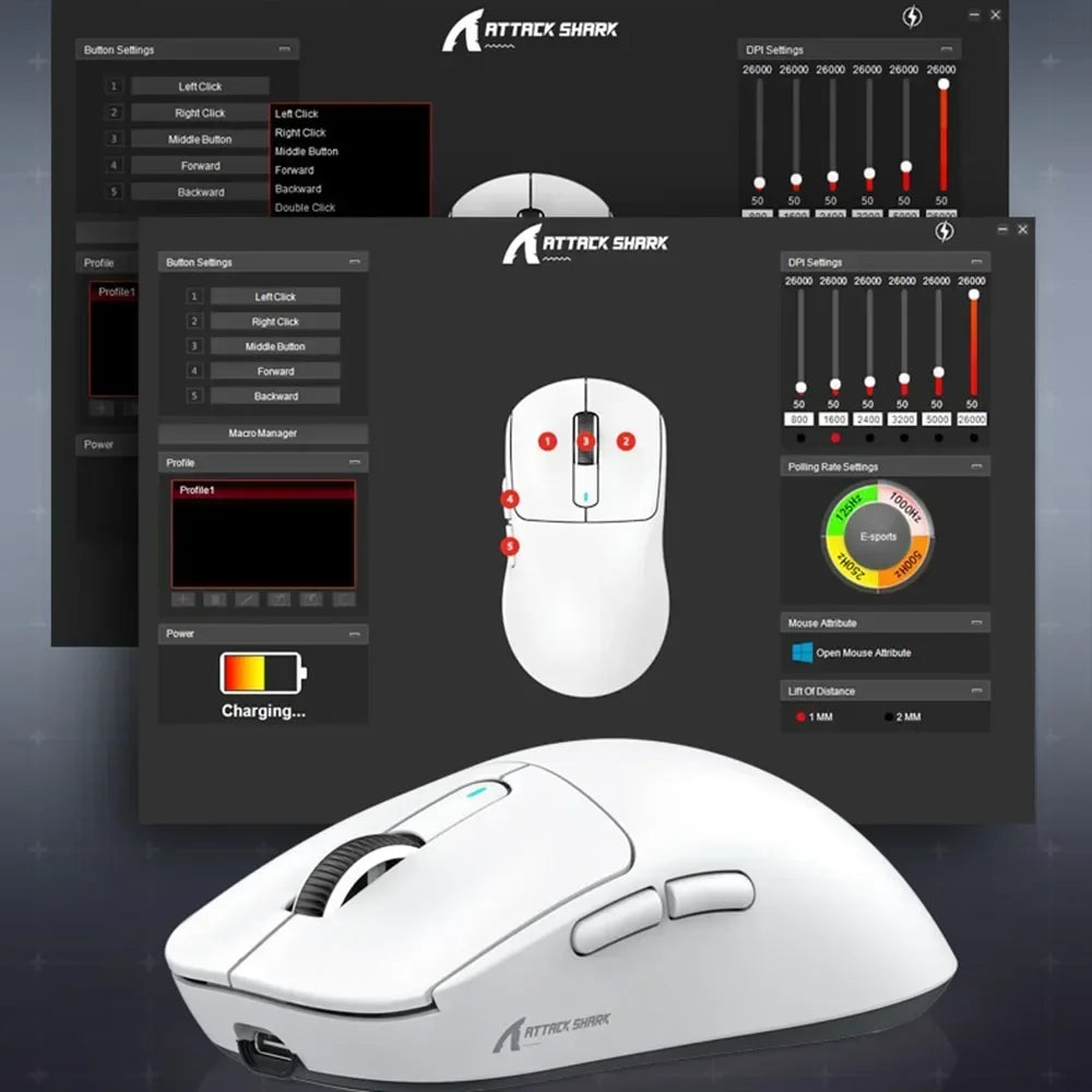 Attack Shark X3 PixArt PAW3395 Bluetooth Mouse,26000dpi,Wireless Tri-Mode Connection,Lightweight Macro Gaming Mouse