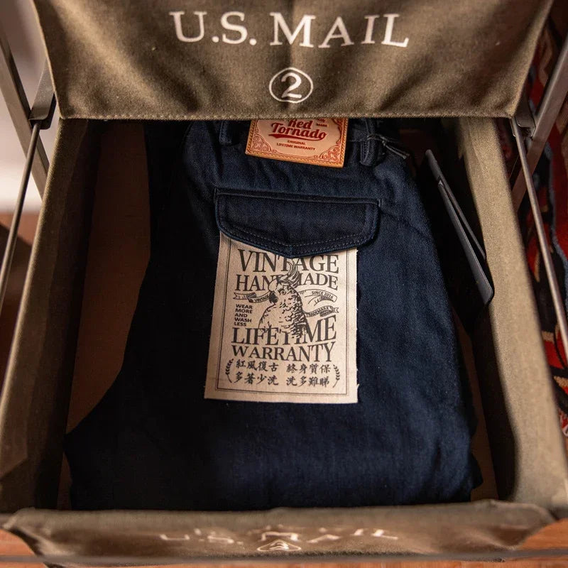 Red Tornado Officer Trousers – 14oz Indigo Selvedge Denim