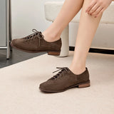 AIYUQI Women's Genuine Leather Lace-Up Oxford Loafers