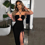 Women's Denim Bodycon Midi Dress – Backless Sleeveless Party Dress