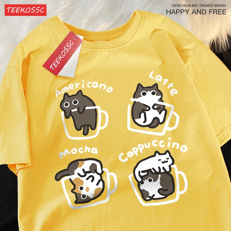 Mocha Latte Cat Graphic Tee