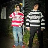 Y2K Retro Stripe Polo Shirt – Embroidered Hip Hop Streetwear