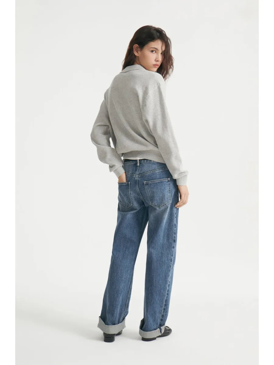 Hirsionsan Winter Thick Women Knitted Suits Soft 2 Pieces soft Female Sets Polo Neck Sweater & Wide Leg Pants Knitted Outfit