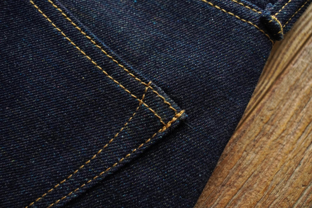 SAUCE ZHAN Mens Jeans Rainbow Sanforized Selvedge Denim Jeans Man Python Skin Labels Regular Fit 14 Oz